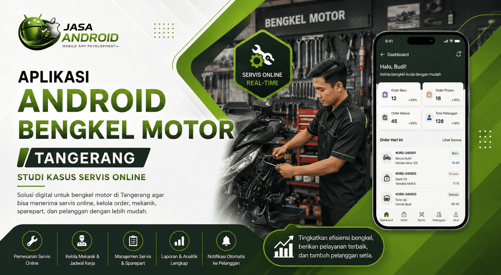 Aplikasi Android Bengkel Motor Tangerang Servis Online: Solusi Digital Modern untuk Meningkatkan Pelayanan dan Loyalitas Pelanggan